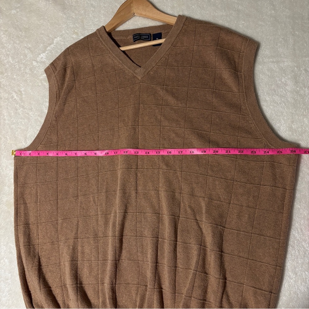 Saddlebred V-Neck Tan Sweater Vest 100%cotton - Picture 12 of 14